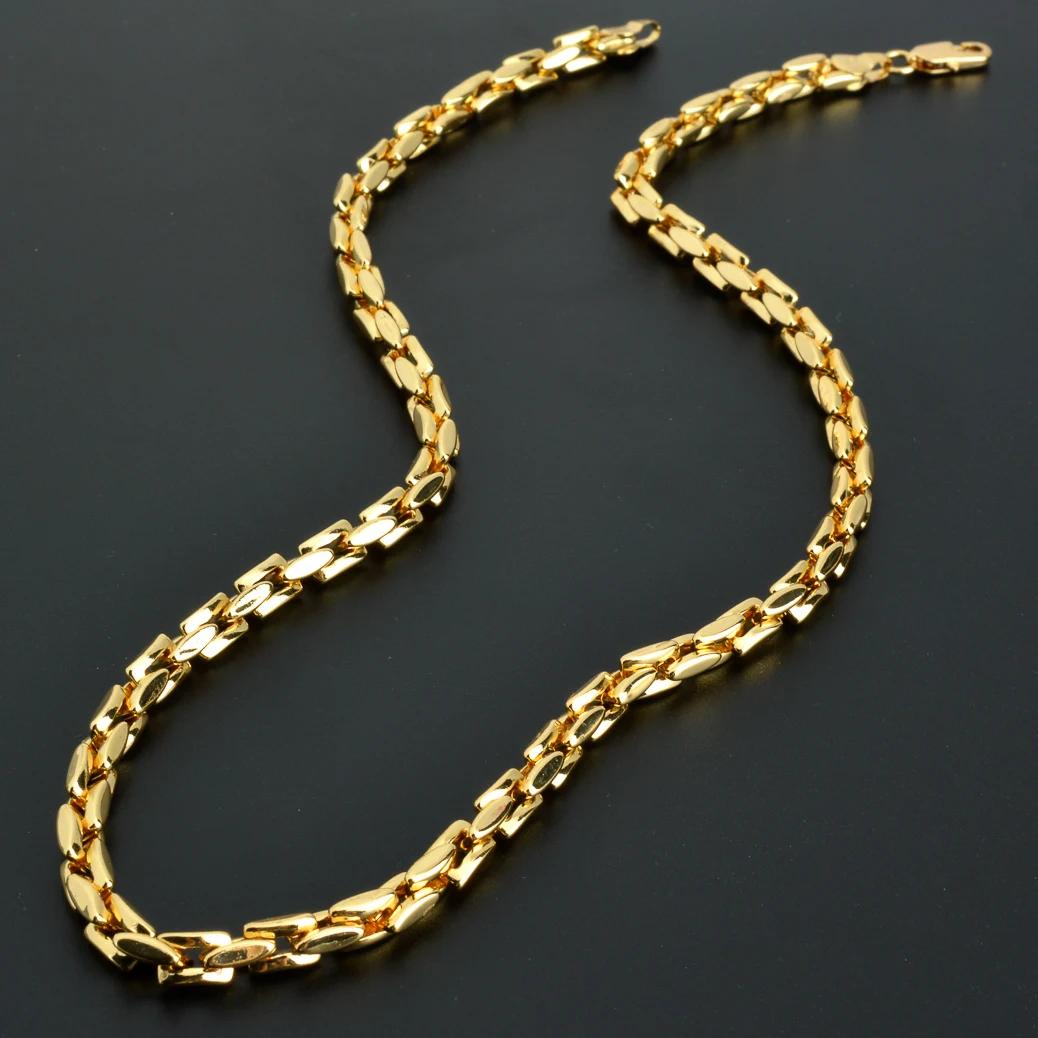 Collier chaîne à maillons hip hop plaqué or 18 carats pour femmes et hommes, ras du cou de couleur o