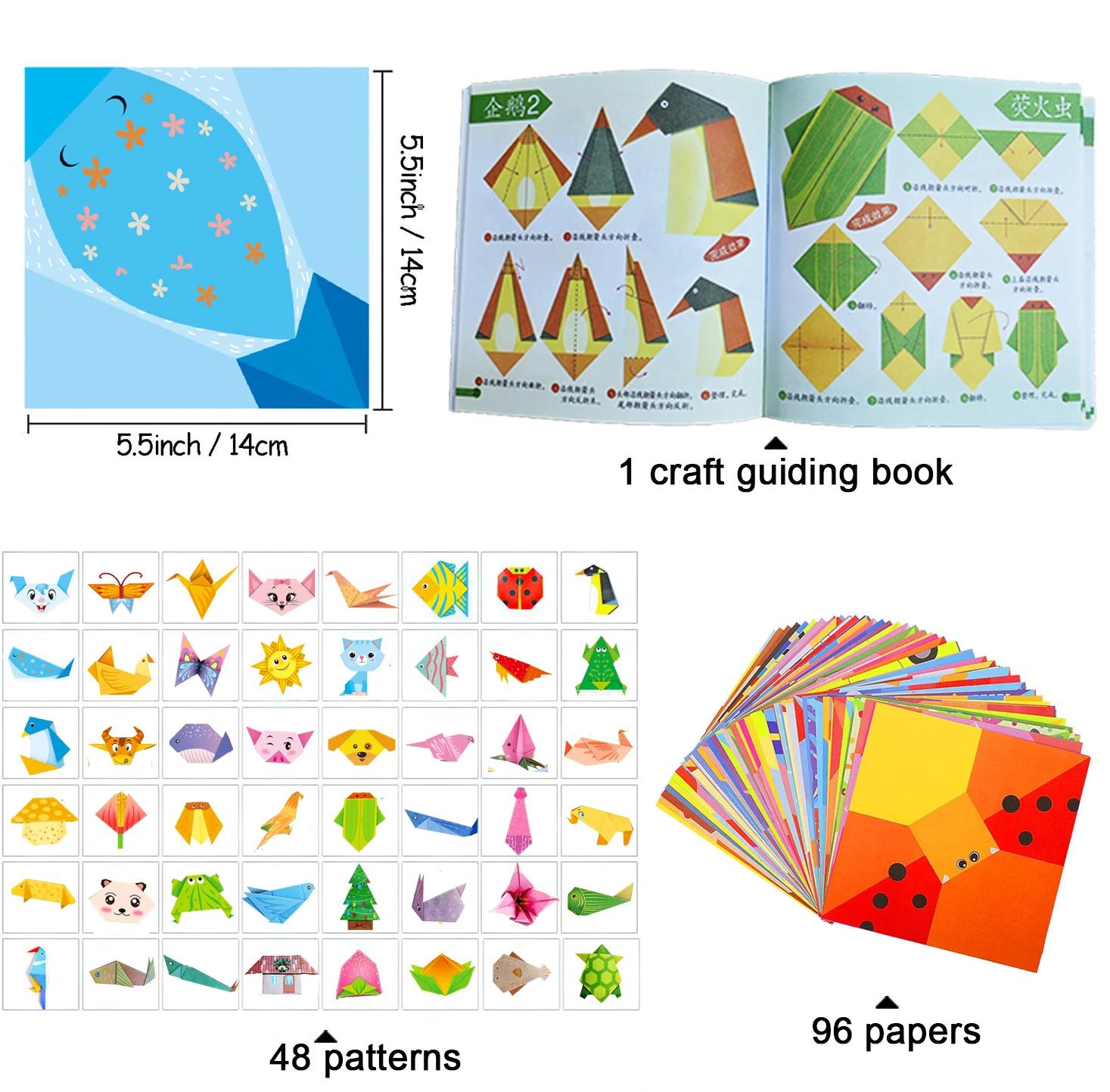 Kit Origami 30/96 feuilles Origami papier artisanat guide livre bricolage projets d'artisanat fourni