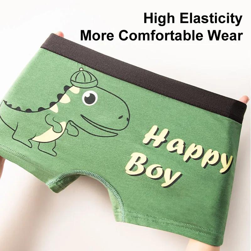 4 Pièces/Ensemble Garçons Sous-vêtement en Coton Enfants Boxer Court Dinosaure Cartoon Enfant Slip R