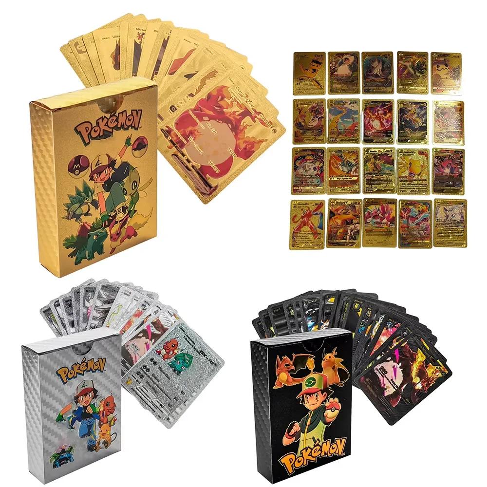 55 cartes Pokémon Vmax GX en feuille d'or, boîte flash, jeu interactif de fête, anglais, espagnol, j