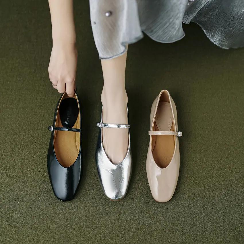 Call TAA-Chaussures plates en cuir véritable pour femme, chaussures de travail rondes, Mary Janes, p