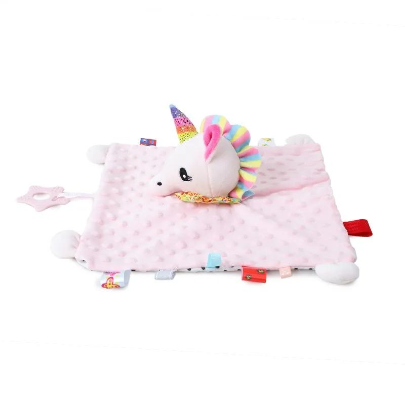 PANGDUBE – couverture de sécurité pour bébé, jouet en peluche éléphant avec hochet, anneau de dentit