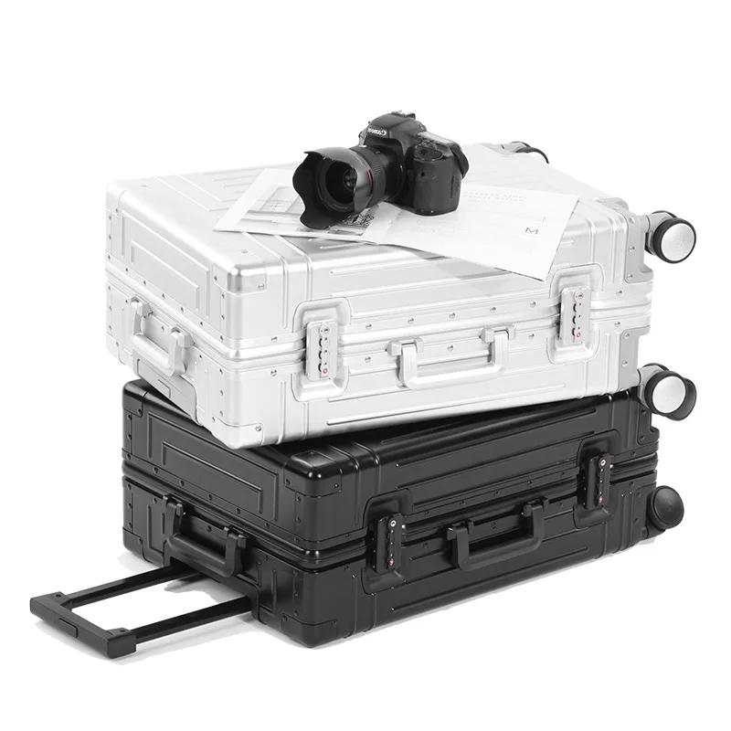 Valise de voyage 20/24/28 pouces 100% alliage d'aluminium-magnésium bagages roulants chariot bagages