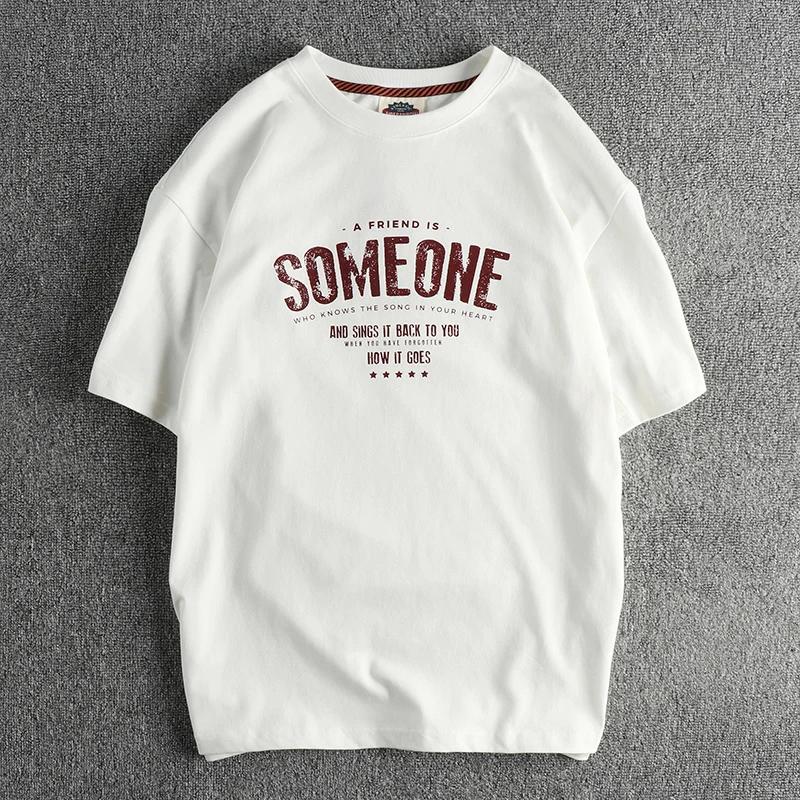 T-shirt à Manches Courtes et Col Rond pour Homme, Style Rétro Américain, Lettres Imprimées, Simple,