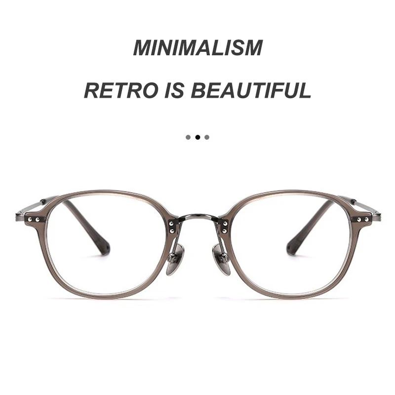 Lunettes rétro à monture ovale ultralégère, montures en acétate de titane pur, lunettes de styliste