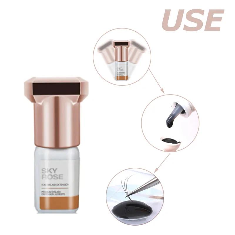 Colle Rose ciel forte à séchage rapide pour Extensions de cils, 5/10 pièces, 5ml, rétention adhésive