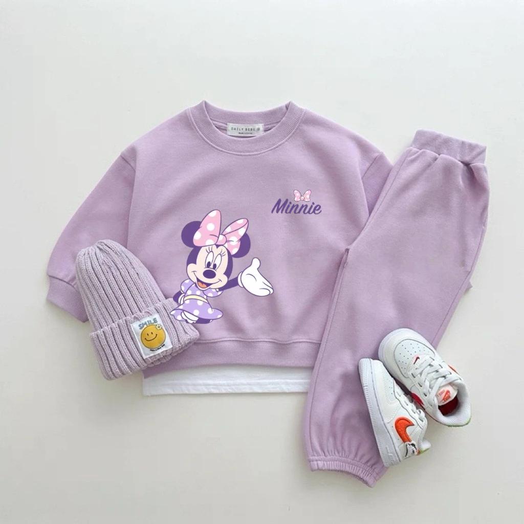 Costume Disney pour filles, sweat-shirt à manches longues + pantalon, vêtements d'automne pour enfan
