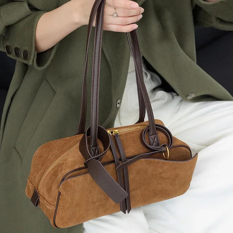 Sac fourre-tout en cuir véritable de vache pour femmes, fourre-tout en daim, sacs à main en cuir de