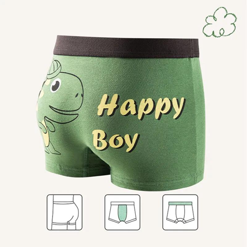 4 Pièces/Ensemble Garçons Sous-vêtement en Coton Enfants Boxer Court Dinosaure Cartoon Enfant Slip R