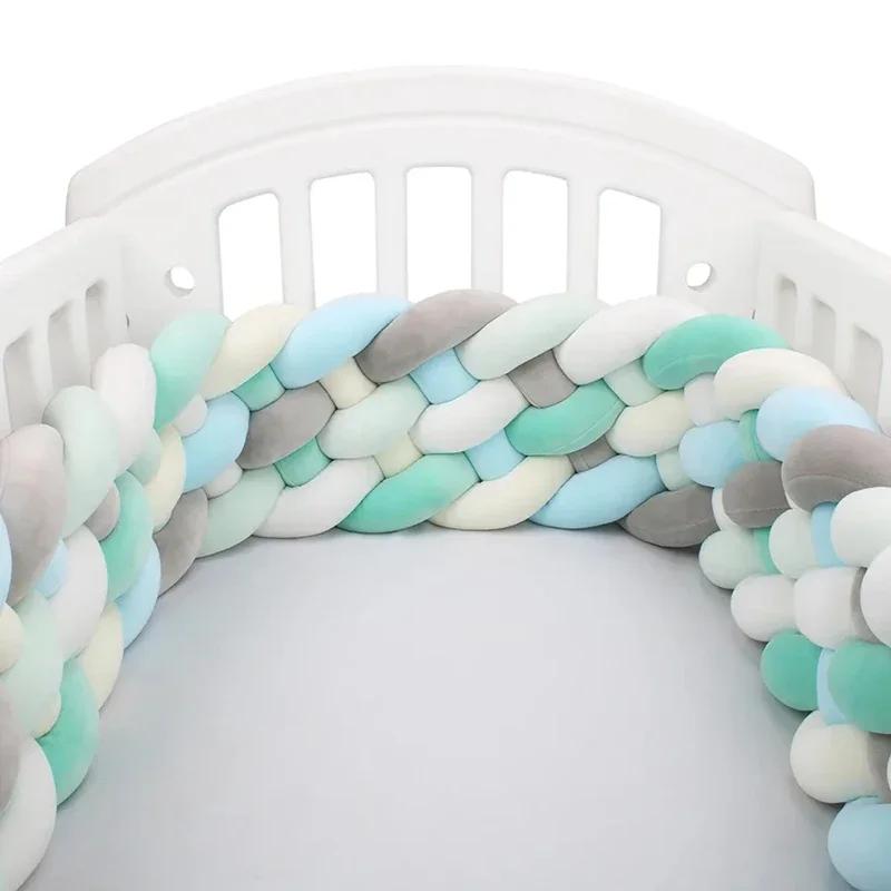 Pare-chocs CPull pour bébé, lit pour bébé, nouveau-né autour de coussin, tresse, décoration de lit,