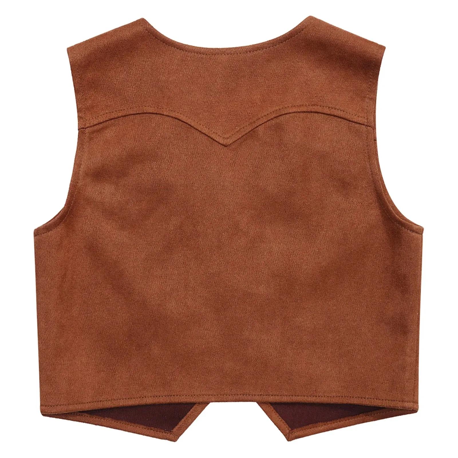 Costume de performance de cosplay de cow-boy occidental pour enfants, décor à franges, gilet en émai