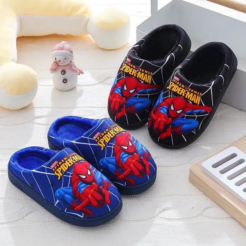 Chaussons Spider-man Disney coton enfants - Style mode chaud hiver intérieur garçons pantoufles