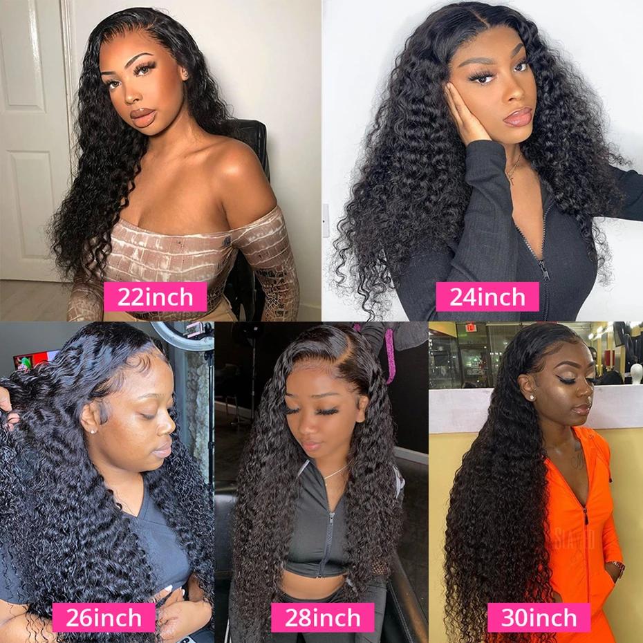 Perruque Lace Front Wig naturelle bouclée-Bling Hair, 13x6, Deep Wave, HD 180%, 36 38 pouces, pour f