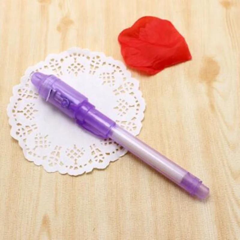 Stylo à lumière lumineuse magique violet 2 en 1, lumière noire UV, Combo de dessin, stylo à encre In