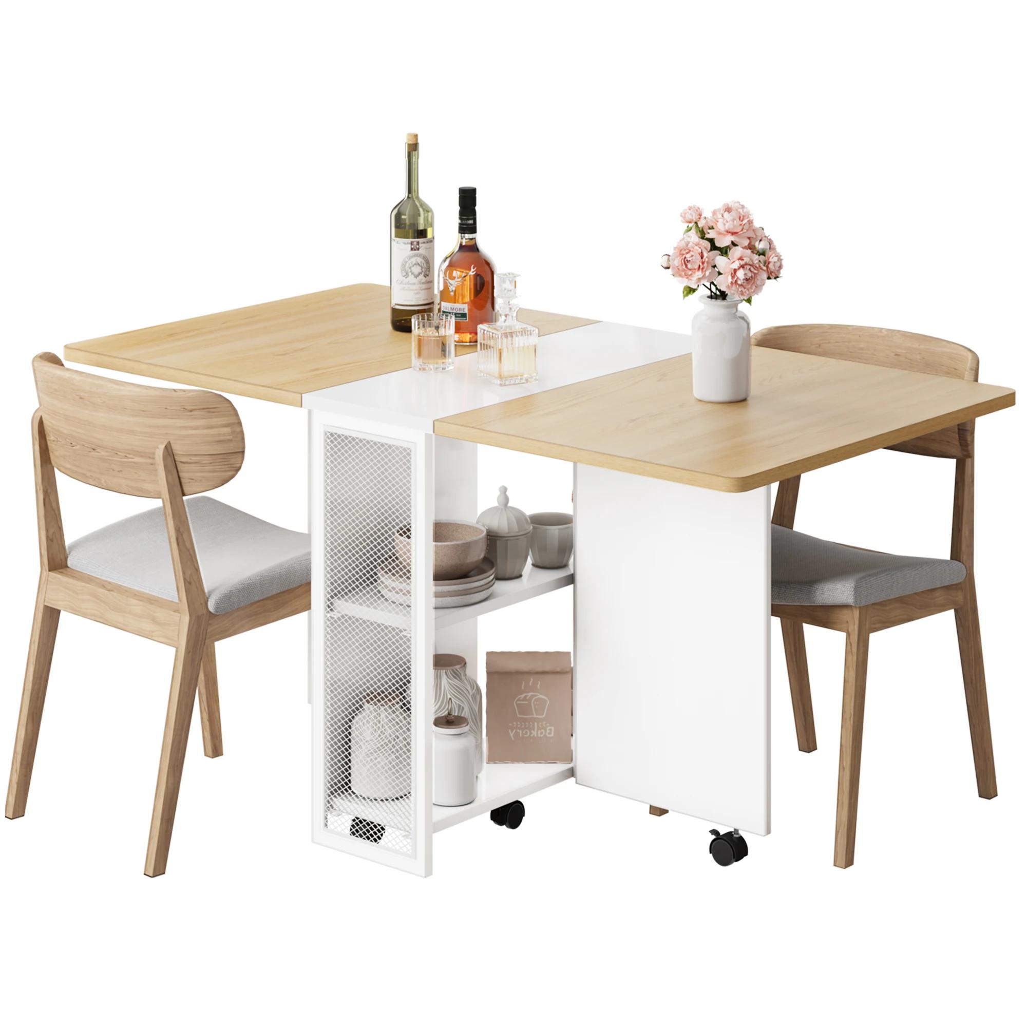 Table à manger pliante, table à manger à feuilles tombantes pour 4, table de cuisine pliable avec 6