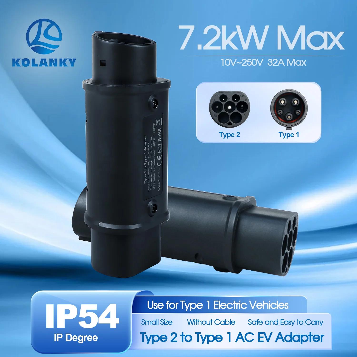 Kolanky 32A 7.2 KW Type 2 à Type 1 adaptateur Type 1 à Type 2 convertisseur Type 2 à GBT adaptateur