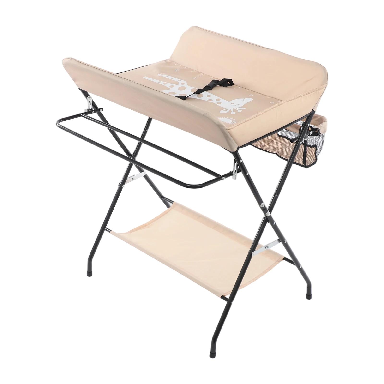 Table à langer pliable pour bébé, capacité de 33 lb, station à couches portable avec panier de range