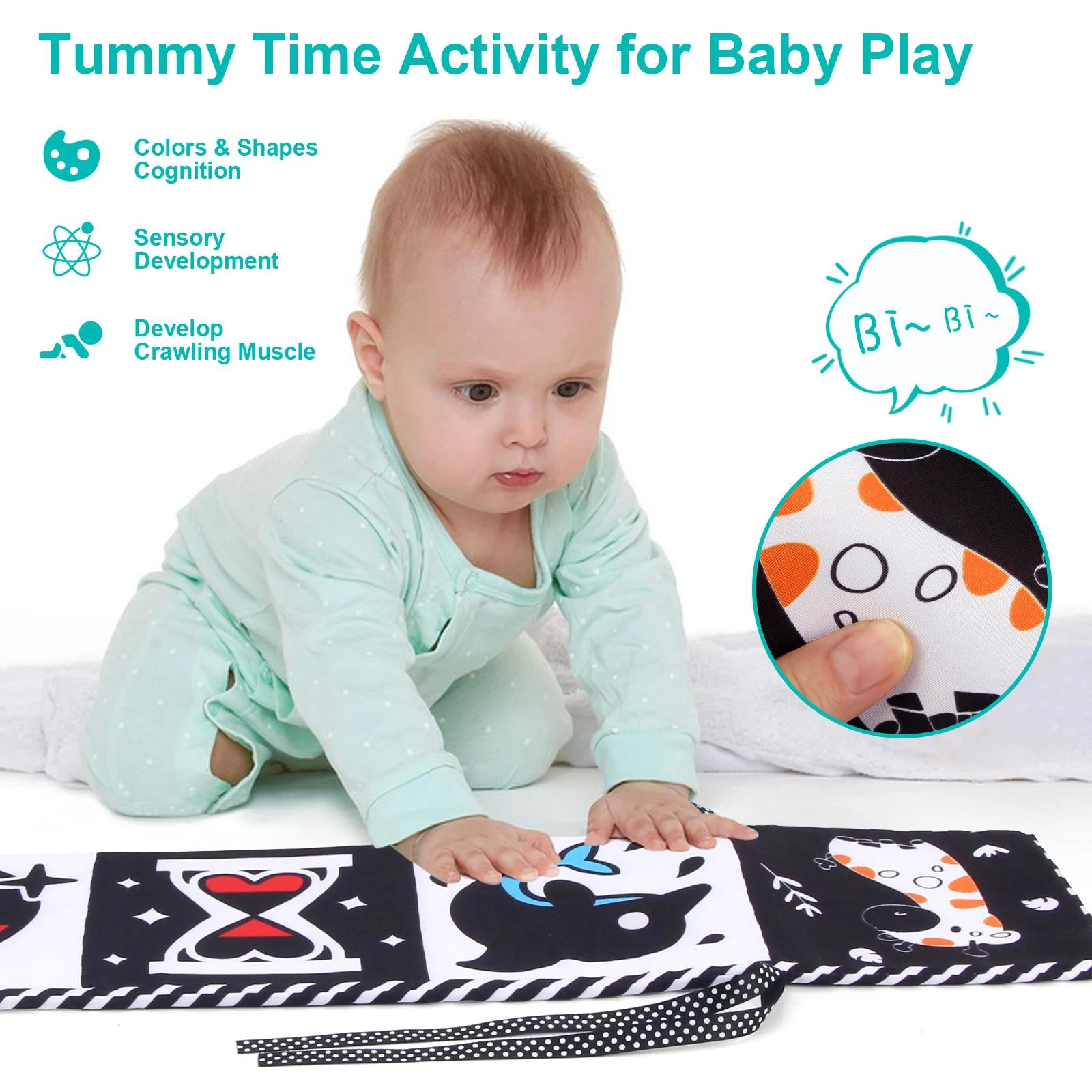 Livre en tissu pour bébé, jouets pour bébé à contraste élevé, jouets pour berceau pour nouveau-nés 0