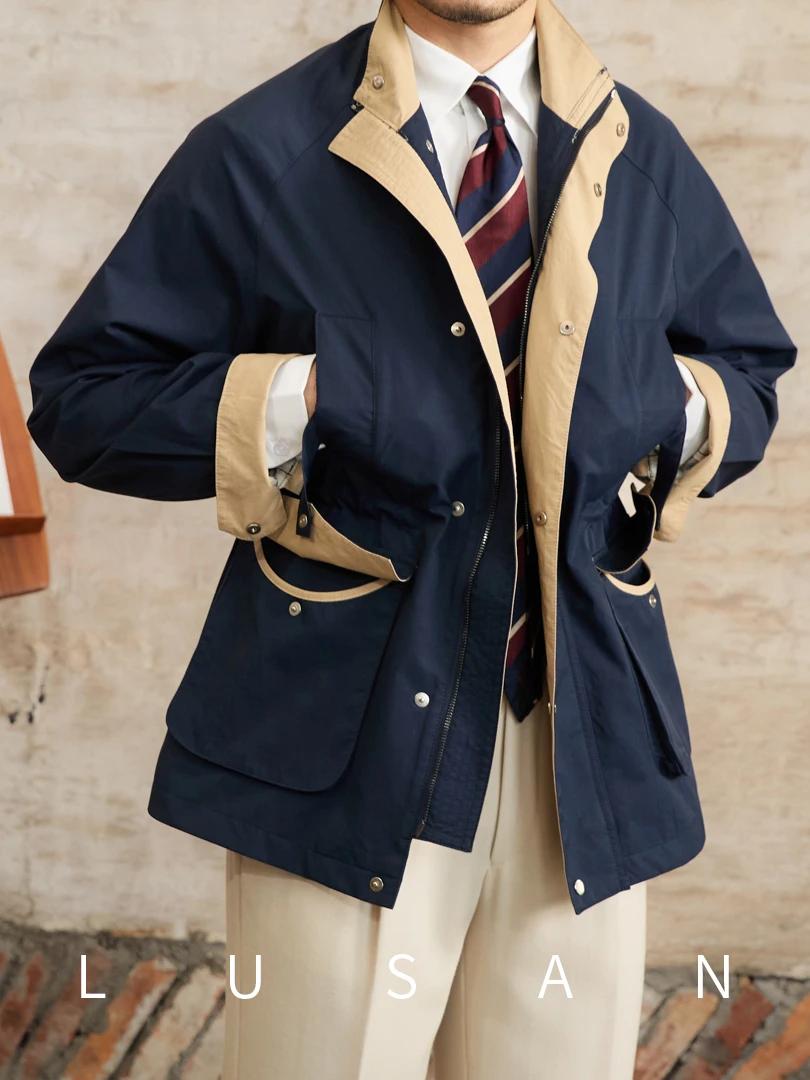 Gentry multi-poches cordon taille rétro veste de chasse M65 col décontracté veste à la mode hommes
