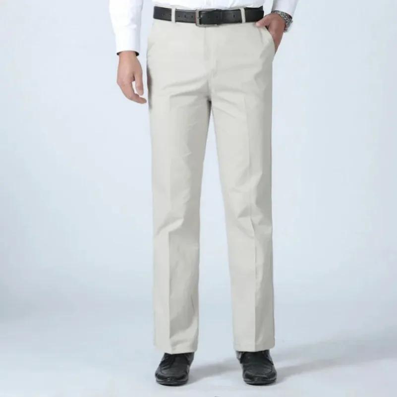 Pantalon de costume pour homme, fin pour l'été, épais pour l'automne, 100% coton, classique, mode bu