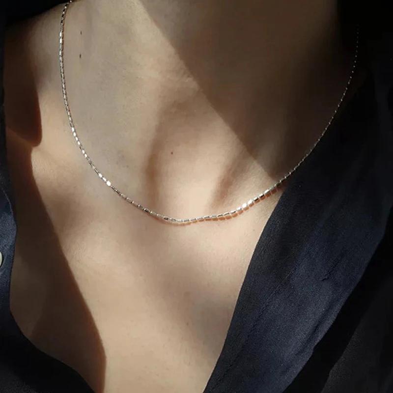 Collier en argent Sterling 925 avec perles géométriques simples, ras du cou, chaîne de clavicule bri