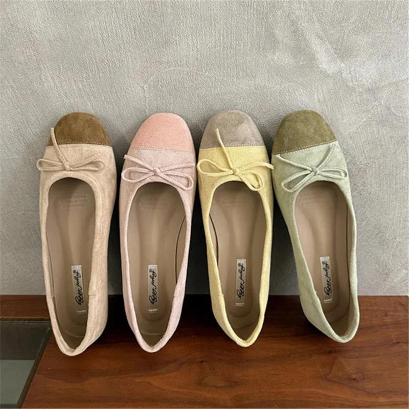 Bailamos 2026 – Nouvelles Ballerines Décontractées pour Femmes en Velours Doux, Élégantes, à Bout Ro