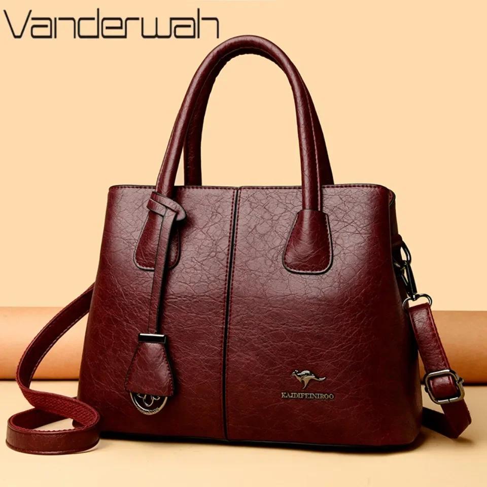 Sacs à main en cuir souple de marque authentique pour femmes, grands sacs fourre-tout, sacs à bandou