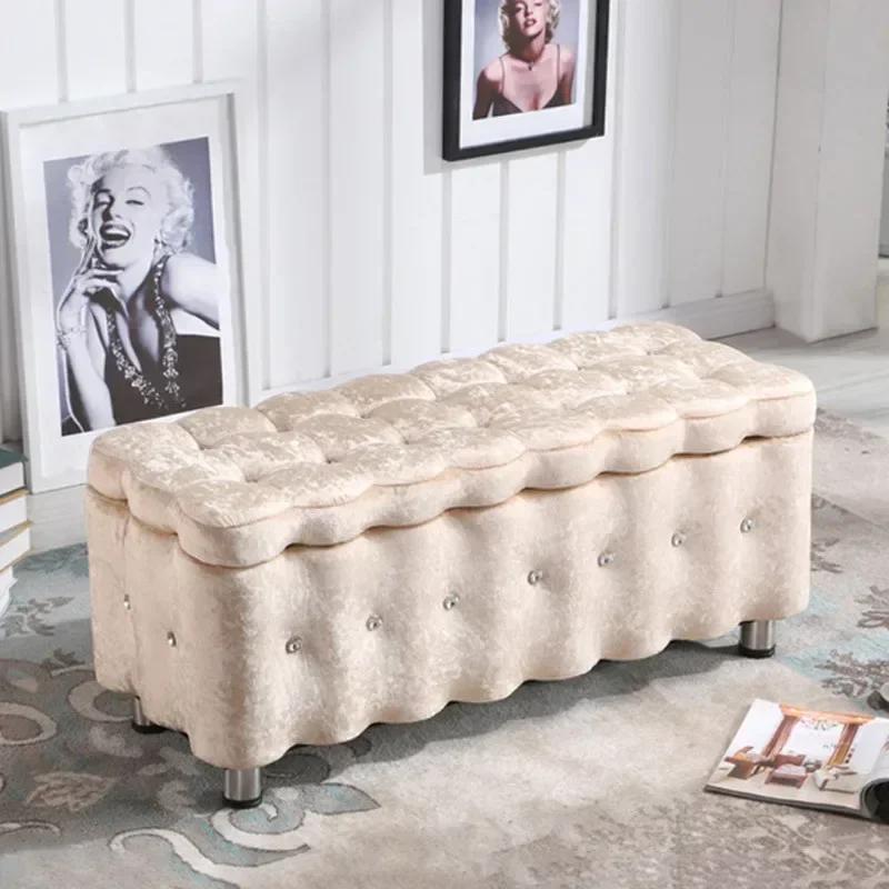 Tabouret de canapé en daim européen, chaise à chaussures polyvalente pour magasins de vêtements, ent