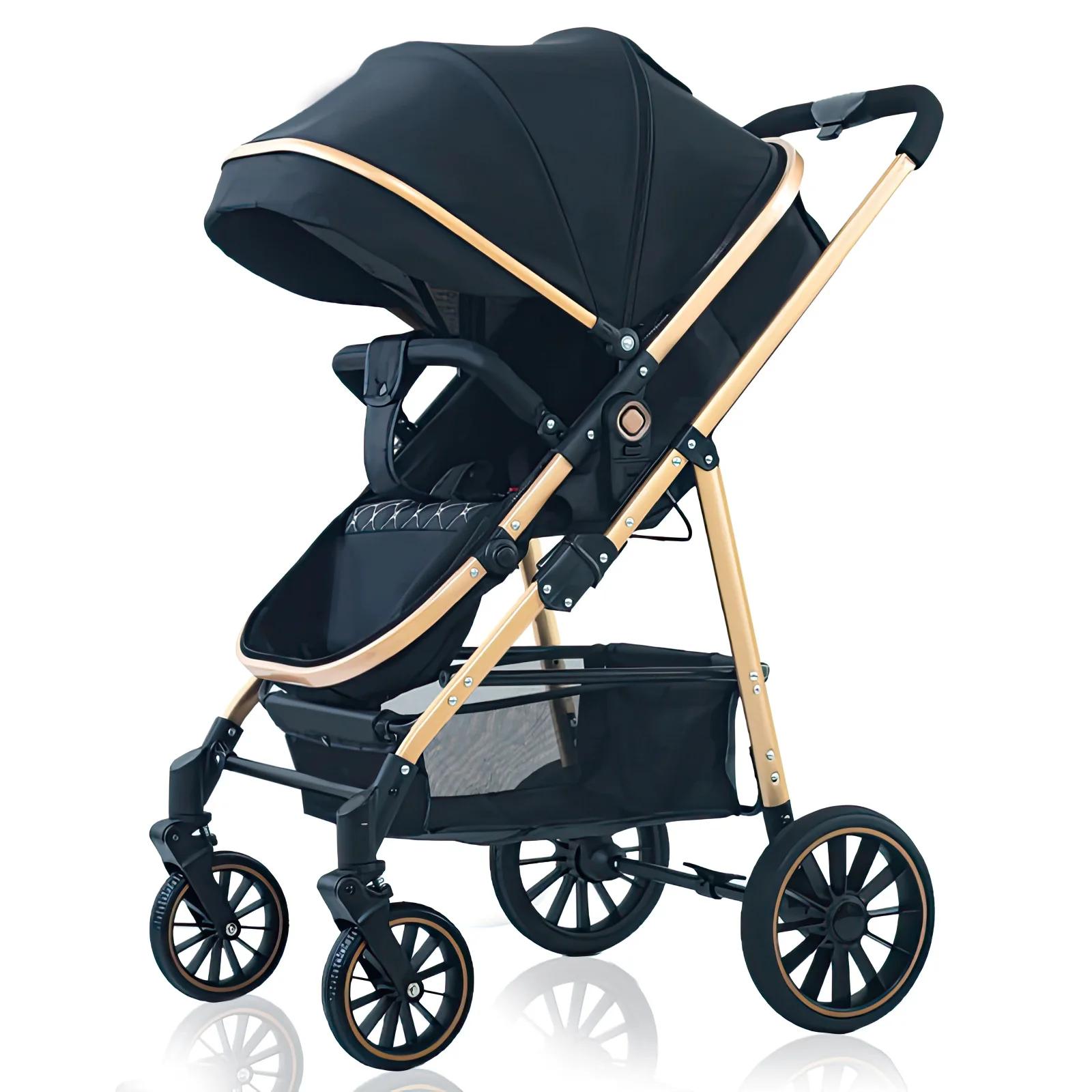 Poussette légère pour bébé, poussette à quatre roues, poussette de voyage, poussette pliable haute,