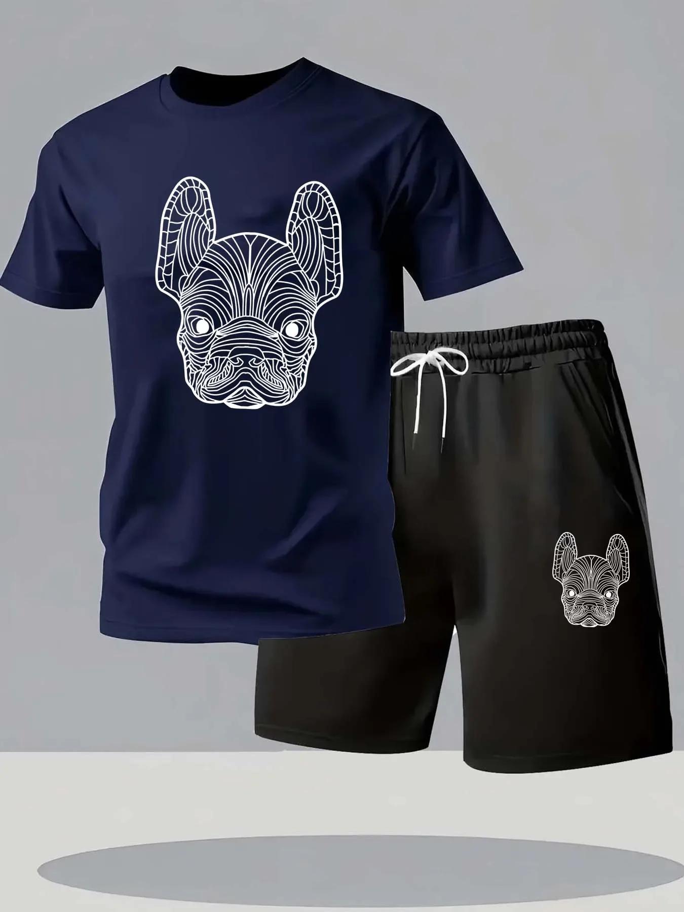 Ensemble t-shirt et short à manches courtes pour hommes, séchage rapide, décontracté, mode urbaine,