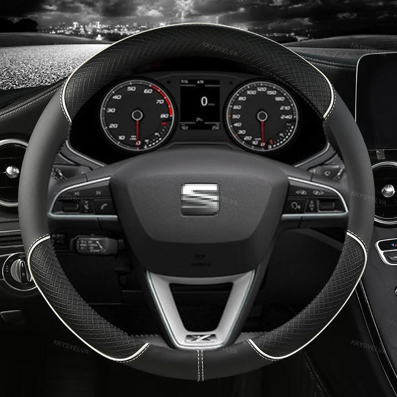 Housse de volant de voiture en cuir microfibre, 38cm, antidérapante, pour Seat Tarraco Arona Ateca I