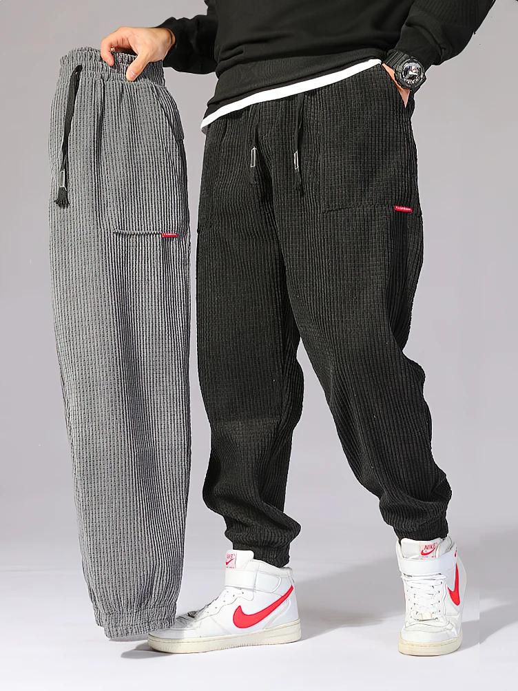 Baggy velours côtelé survêtement pantalon hommes Tech polaire pantalons de survêtement homme automne