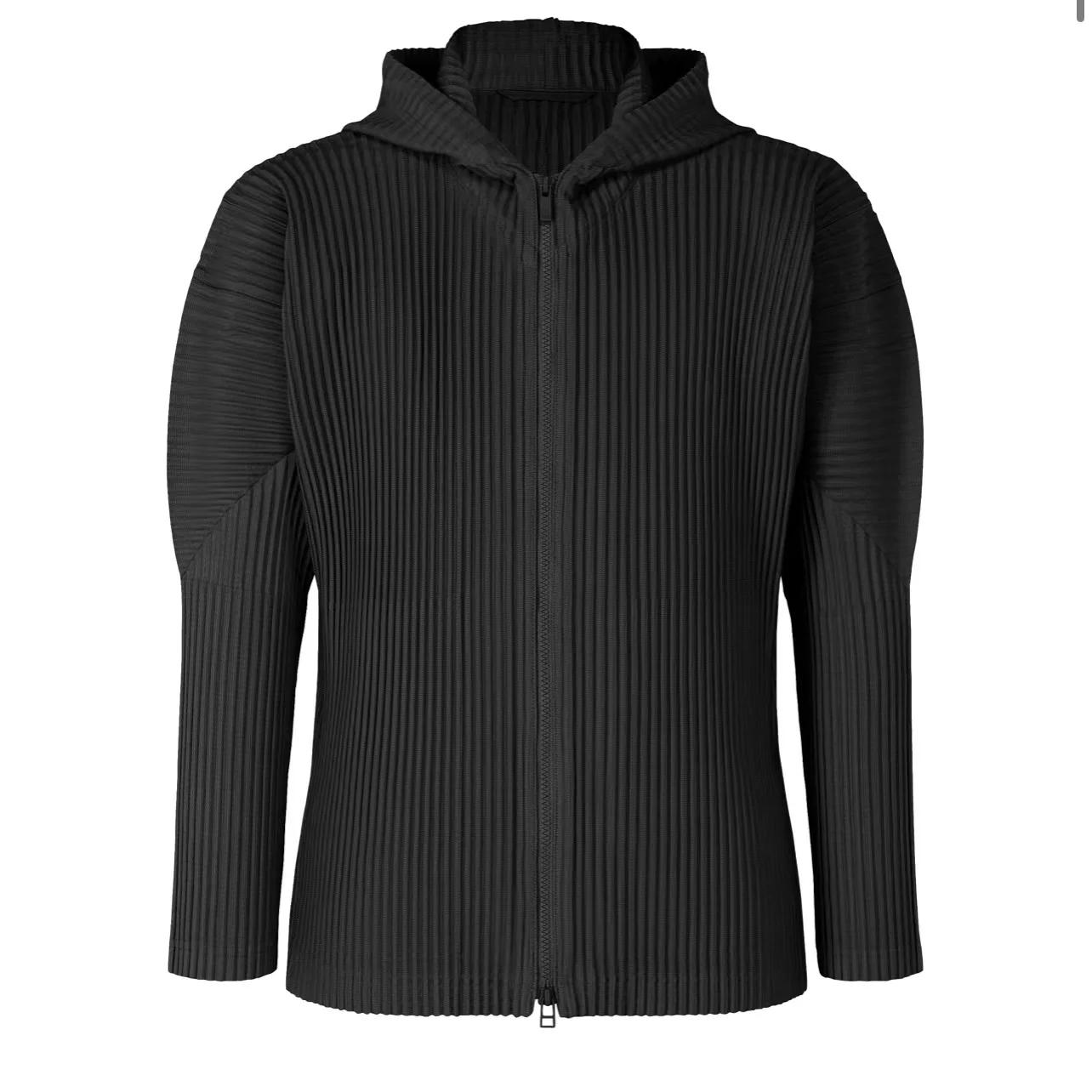 ATA YAKE-Sweat à Capuche Plissé à Fermeture Éclair pour Homme, Veste Classique Décontractée, Manteau