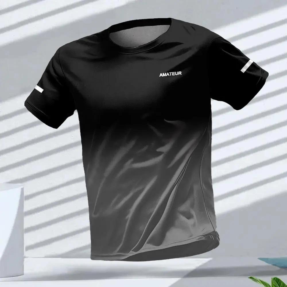 T-shirt pour hommes Sports de plein air T-shirts de course motif dégradé imprimé T-shirt confortable