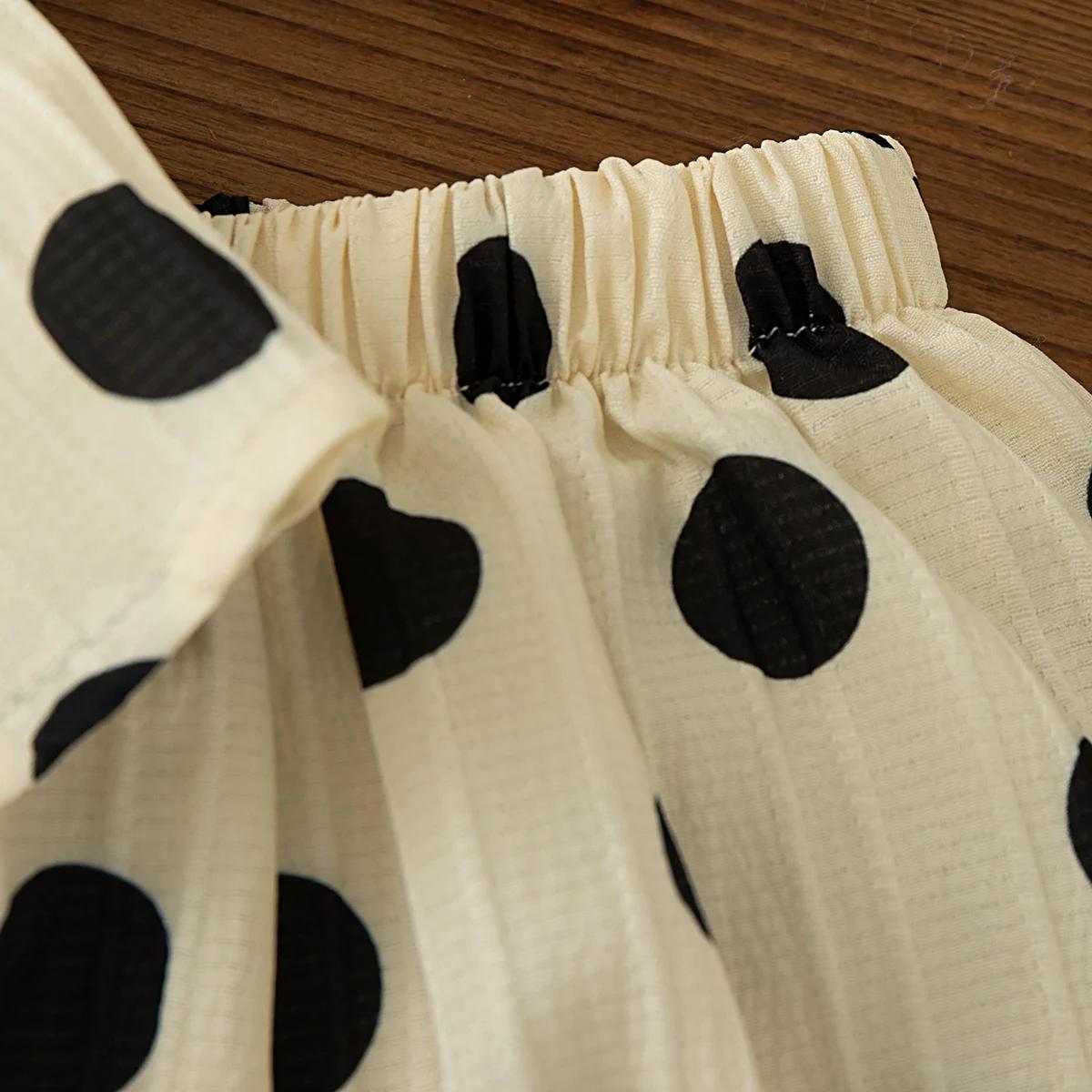 Ensemble 2 pièces pour petites filles, haut et short sans manches avec nœud à pois, Style coréen, te