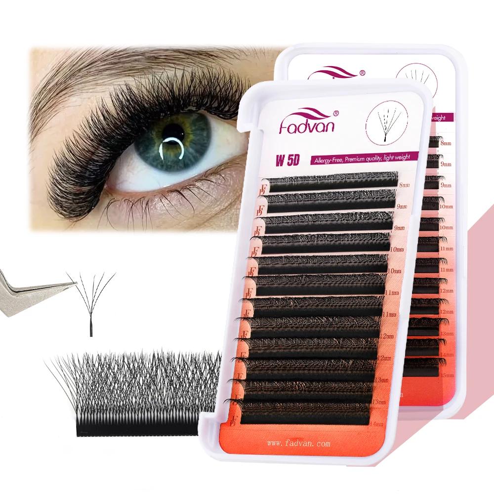FADVAN 10 pièces Extensions de cils en forme de W YY/3D/4D/5D 0,07 mm LU/L/C/D pour professionnels,