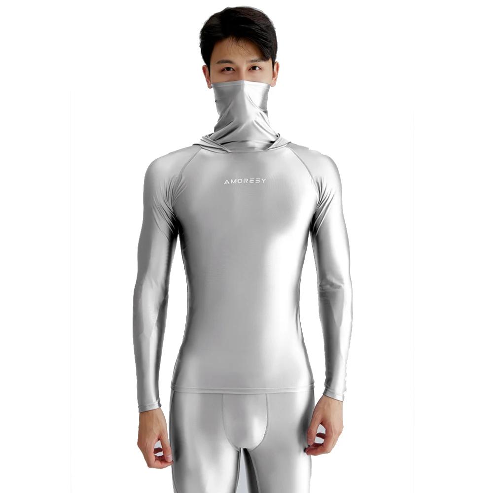 AMORESY Hyperion-Économie de course à capuche multifonctionnels, col haut, crème solaire, t-shirts c