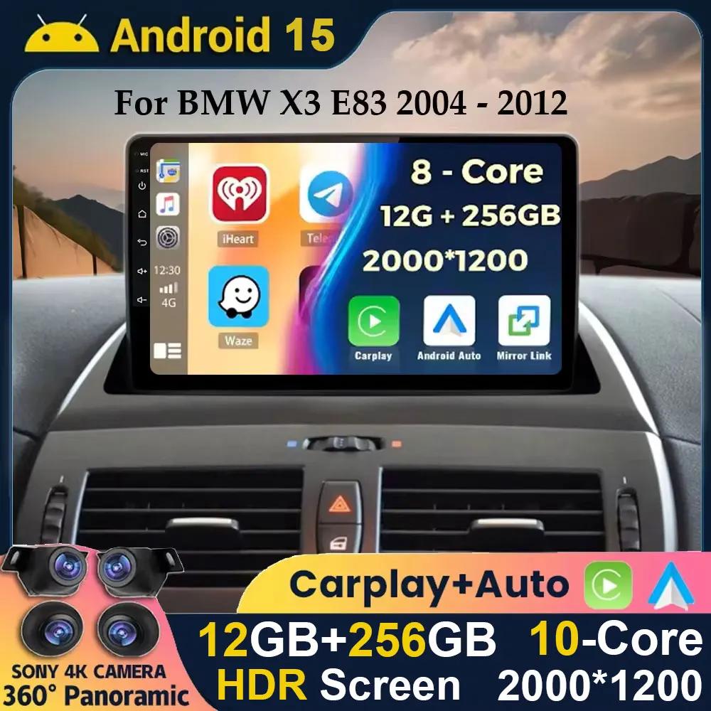 Android 15 Carplay pour BMW X3 E83 2004 2005 2006 2007 2008 2009 2010 2011 2012 autoradio multimédia