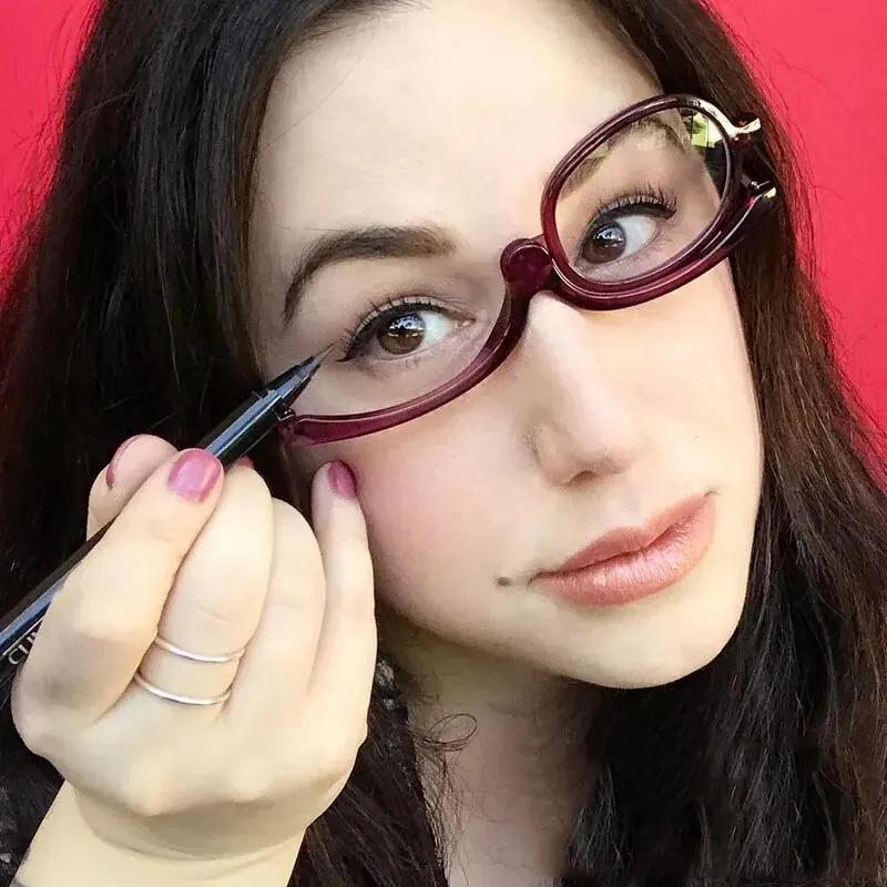 Lunettes de lecture de maquillage grossissantes rotatives pour femmes, lunettes à clapet pliantes, p