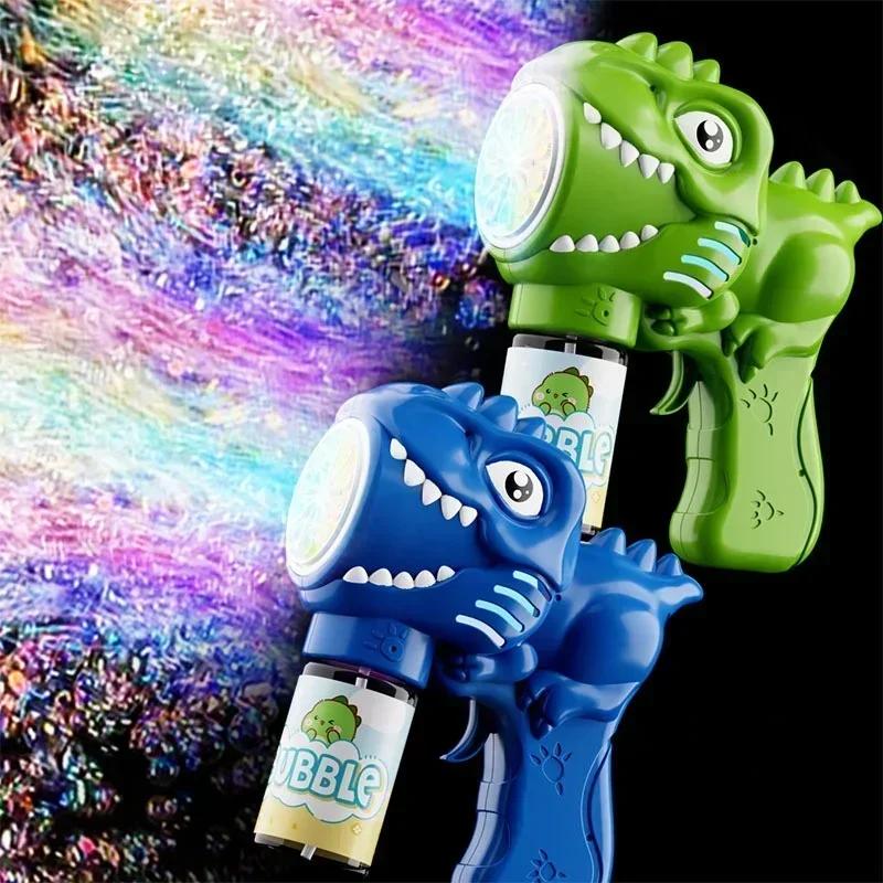 Machine à bulles dinosaure à 6 trous, pistolet à bulles électrique avec lumière, pistolet à bulles e