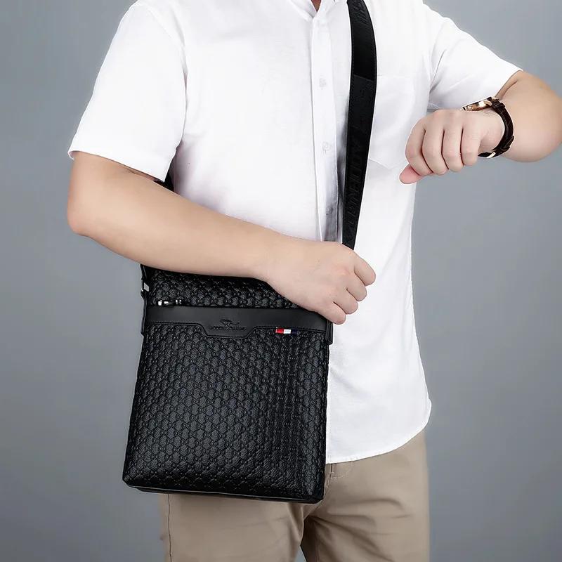 Sac à bandoulière simple pour hommes, petit sac carré en relief pour voyage d'affaires, sac à dos de