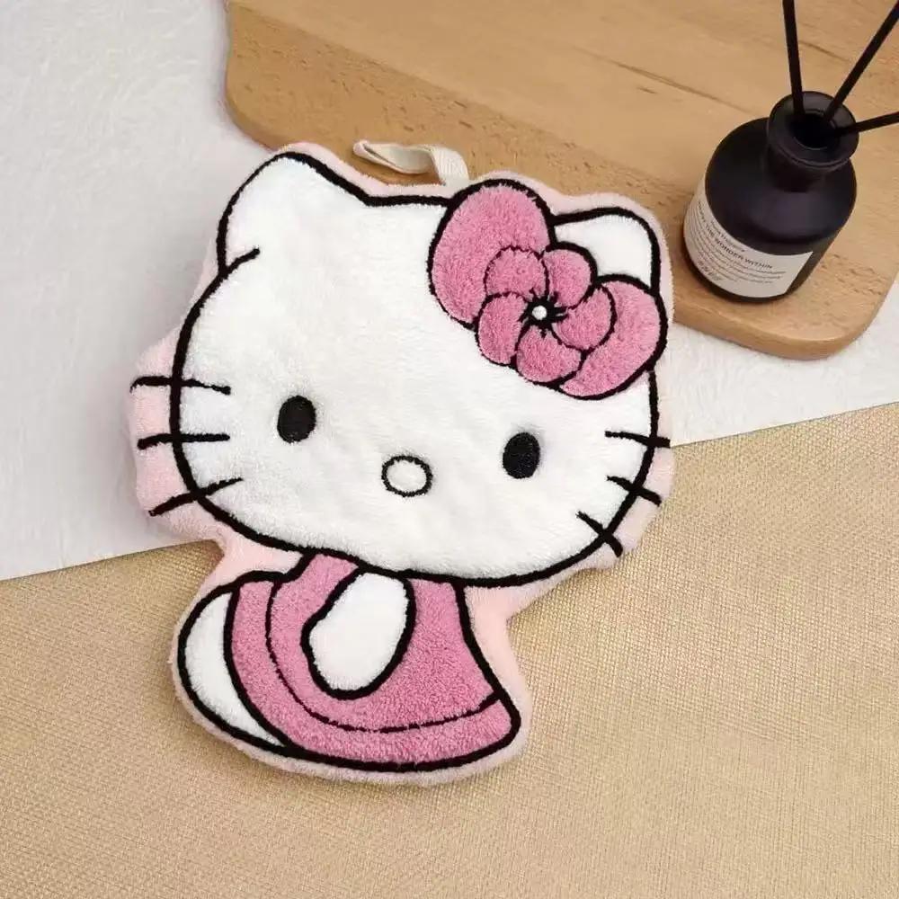 Serviette à main Sanrio Hello Kitty en velours corail, absorbante, à suspendre, petite serviette mig