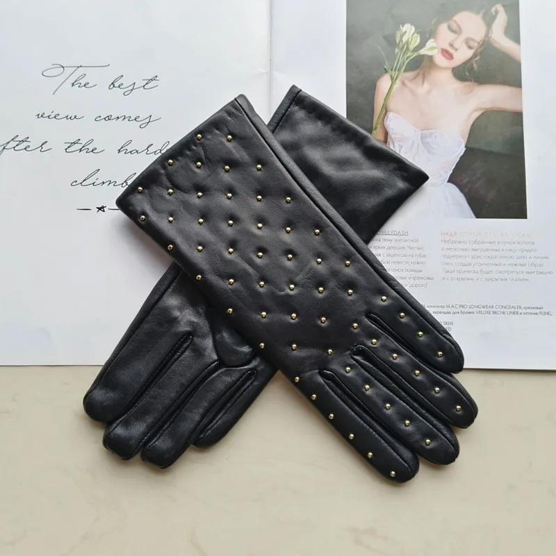 Nouveaux gants d'hiver en peau de mouton pour femmes avec écran tactile et gants en cuir véritable d
