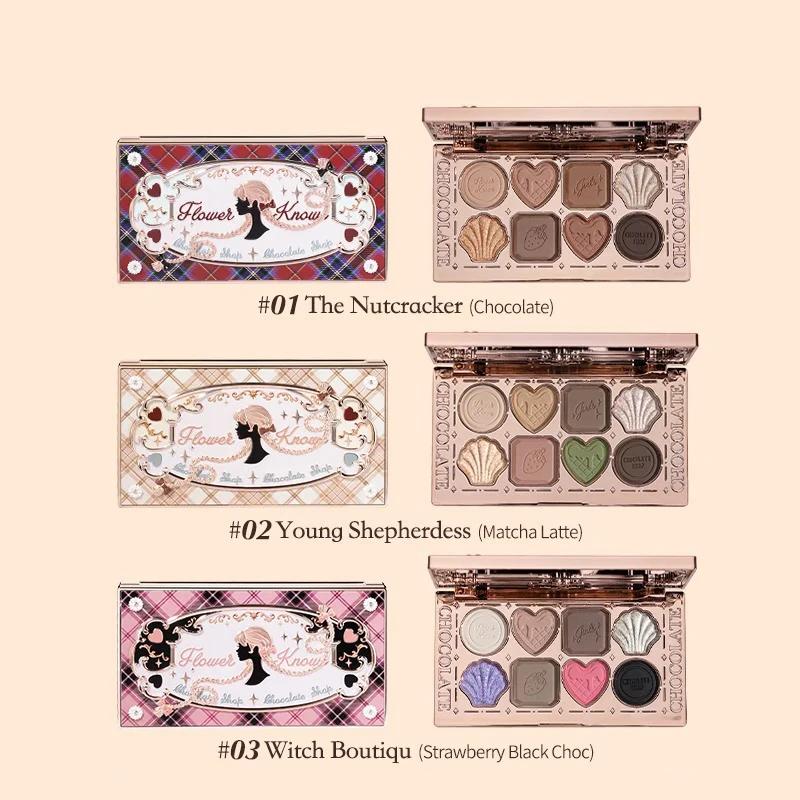Flower Knows maquillage fard à paupières chocolat Wonder-Shop paillettes mat ombre à paupières Palet