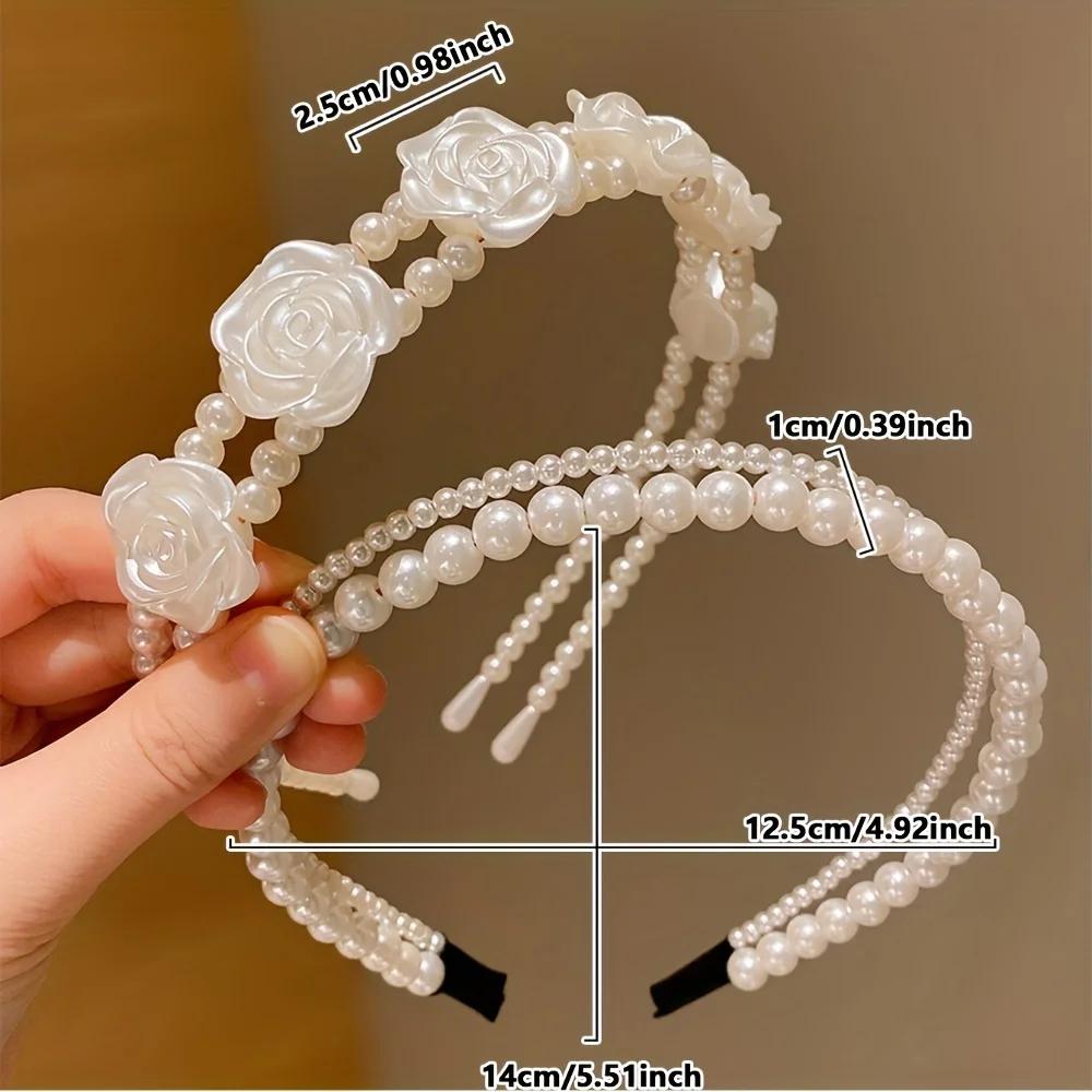 1/2 pièces de bandeaux de perles d'imitation pour filles mignonnes qui ne fait pas mal aux cheveux,