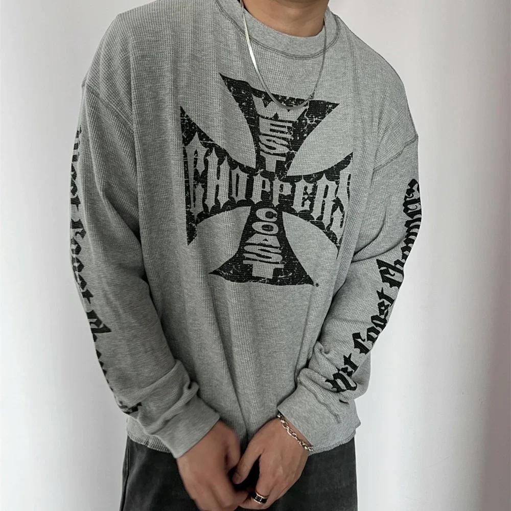 Yao mode Vintage ample Streetwear HipHop sanskrit Logo imprimé t-shirt de haute qualité à manches lo