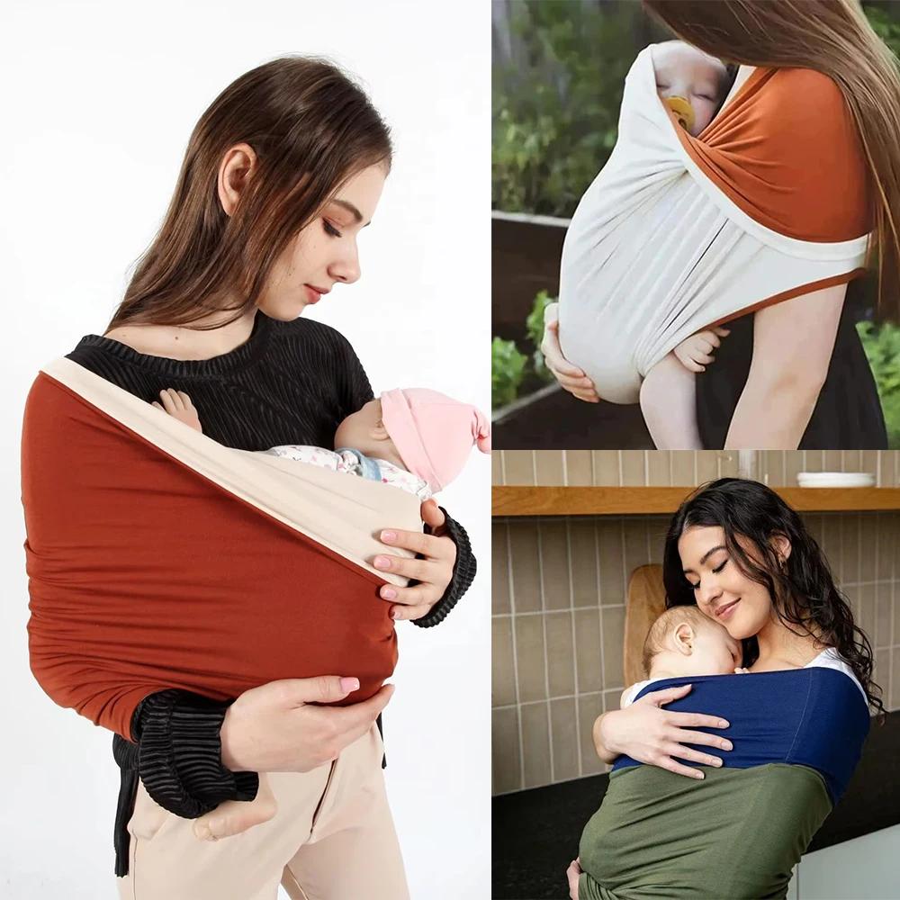 Écharpe de portage bébé réglable extensible - Ceinture kangourou sécurité double couleur épissée