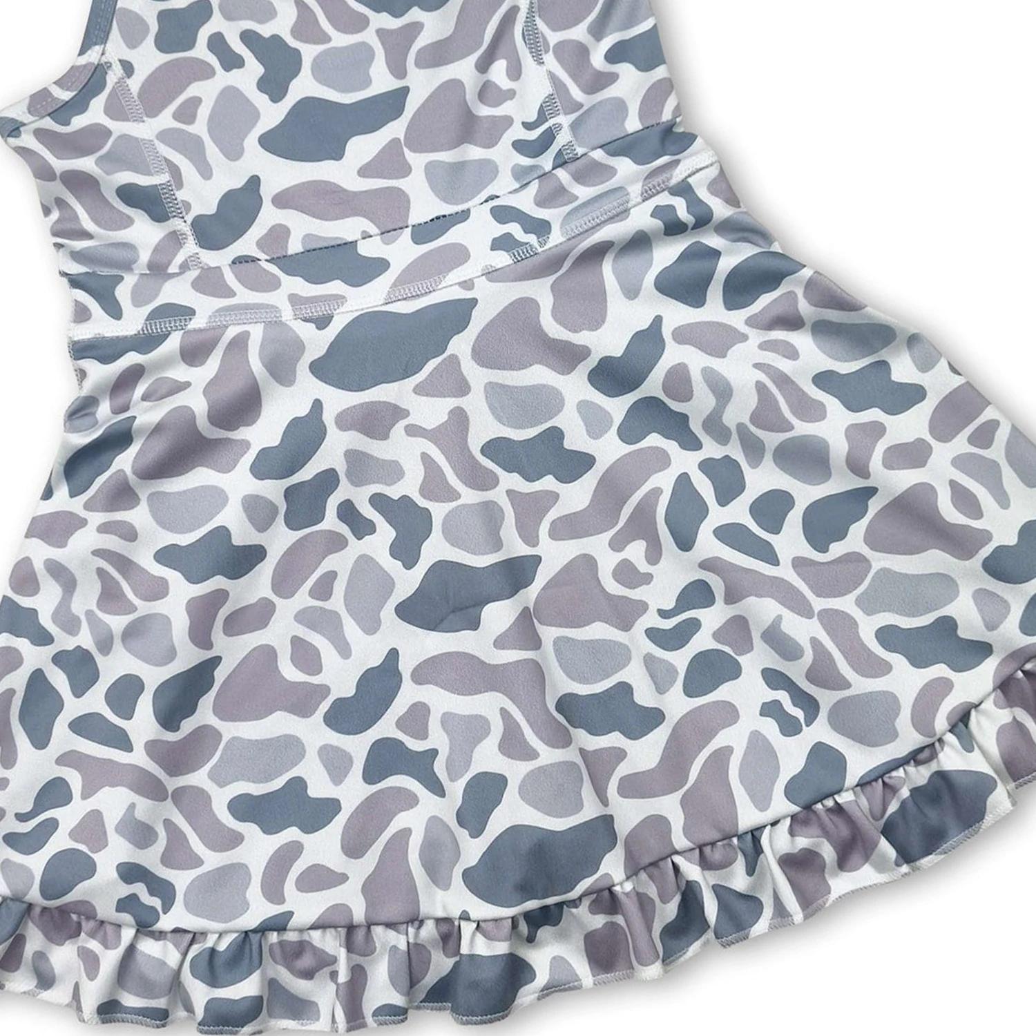 Robes pour bébés filles, 6 couleurs, style camouflage, à bretelles, avec volants, longueur genou, po