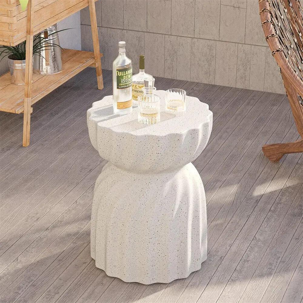Table d'appoint contemporaine en béton léger, sablier, table d'appoint, tabouret de jardin pour salo