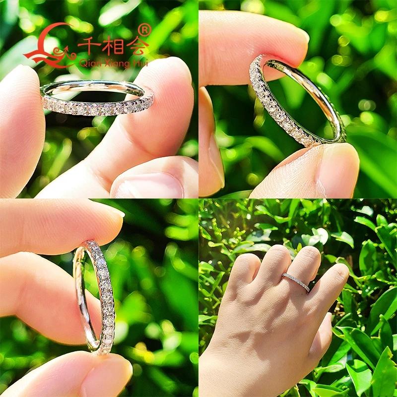 Bague de mariage en argent sterling 925 avec diamants Moissanite blancs ronds solides de 2 mm et 3 m